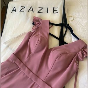 A-Line Ruched Chiffon Floor-Length Dress Vintage Mauve